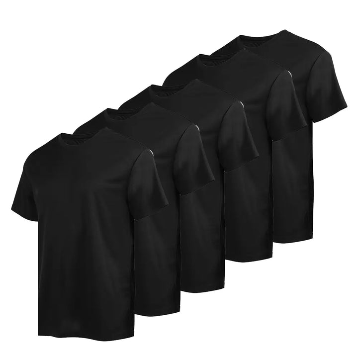 5 Pack Black Men's Short Sleeve Summer T-Shirts 