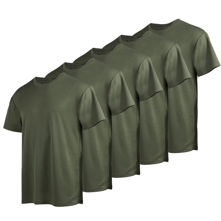 5 Pack Olive Men's Short Sleeve Summer T-Shirts 