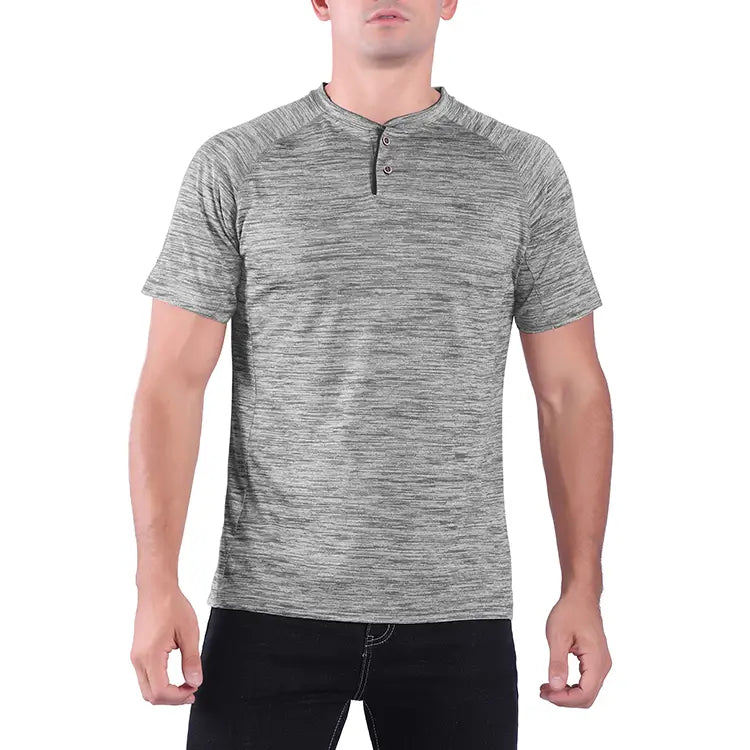 Men's Breathable Performance Henley Shirts Short Sleeve LEEHANTON