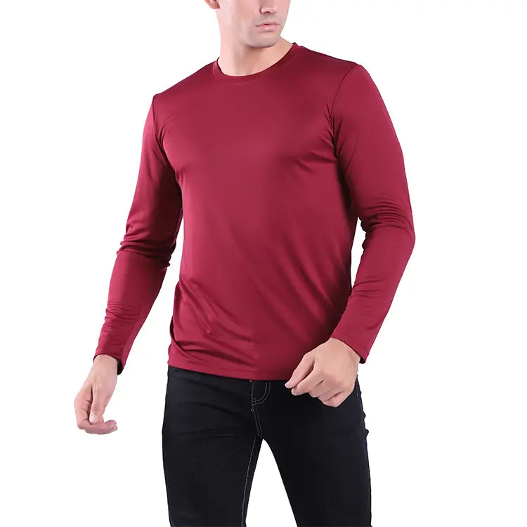 Men's Round Neck Long Sleeve Breathable Quick Dry T-Shirts | LEEHANTON
