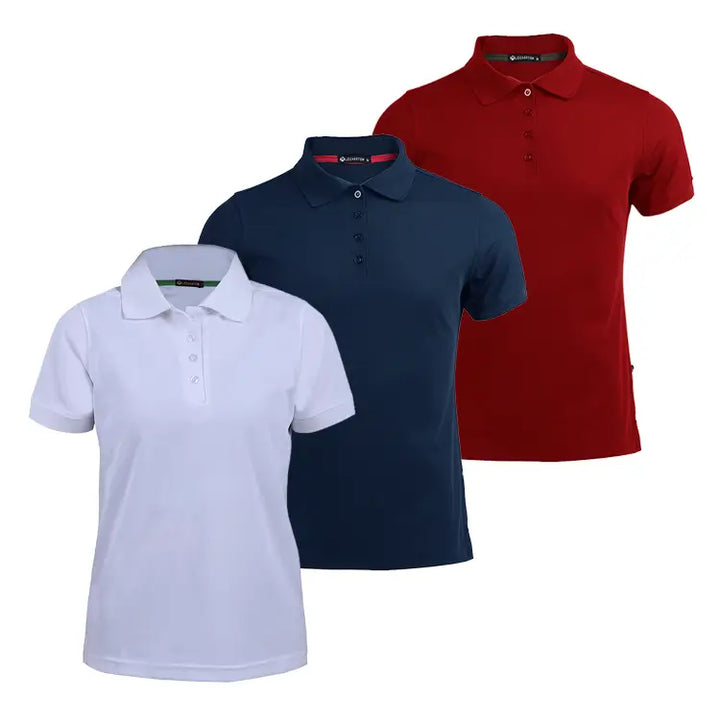 3 Pack Women's Short-Sleeve Sports Polo Shirts