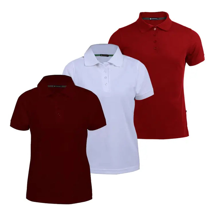 3 Pack Women's Short-Sleeve Sports Polo Shirts