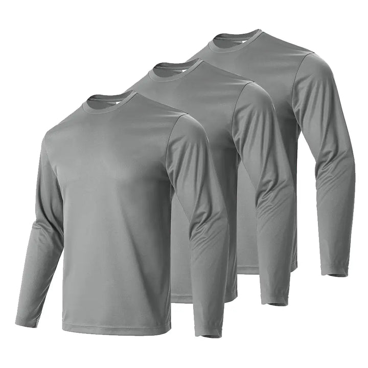 Grey Long Sleeve Sports Tees 3Pcs