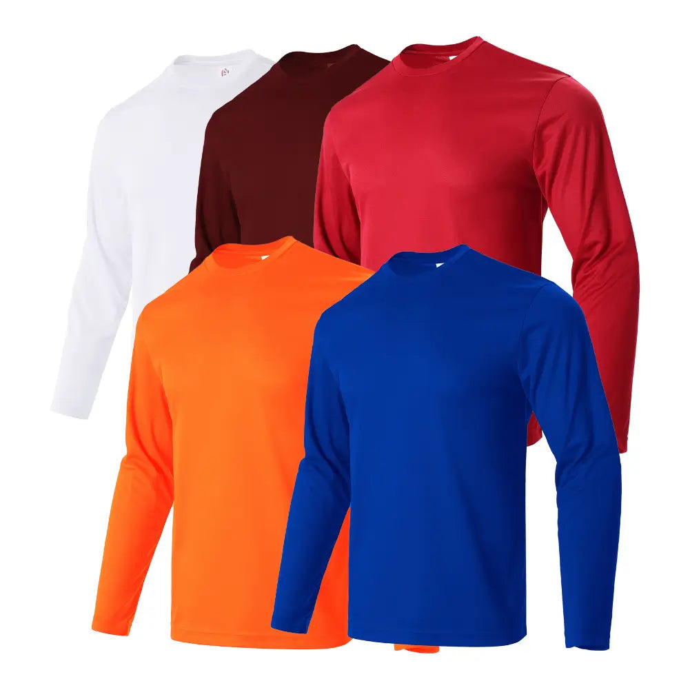 5PCS Mens Long Sleeve Sports T-Shirts | Breathable & Comfy | LEEHANTON