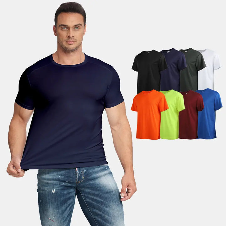 5 Pack Men's Short Sleeve Summer T-Shirts | Mens Tee Shirt | LEEHANTON