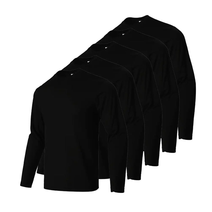 Black 5 Pack Long Sleeve T-Shirts for Men