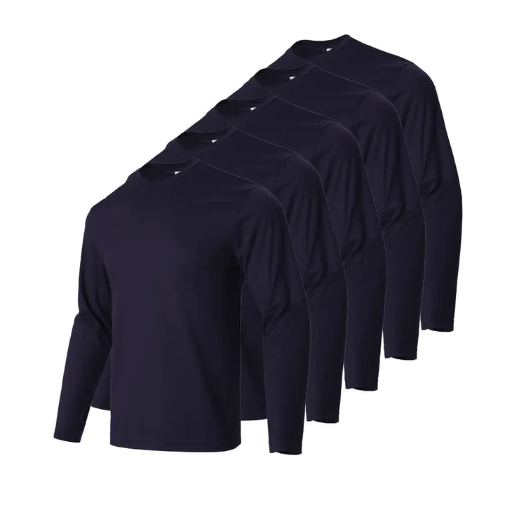 Navy 5 Pack Long Sleeve T-Shirts for Men