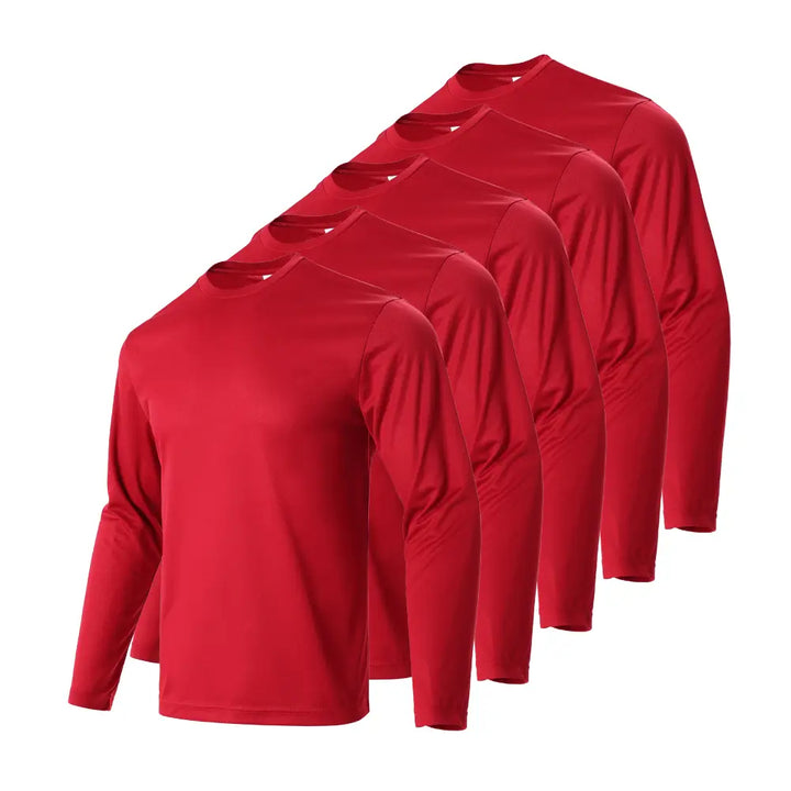 Red 5 Pack Long Sleeve T-Shirts for Men