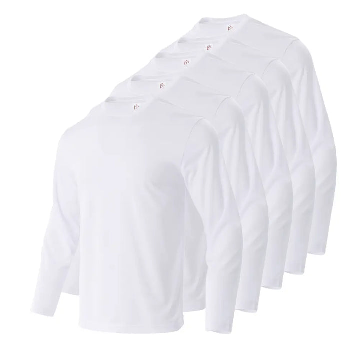 White 5 Pack Long Sleeve T-Shirts for Men