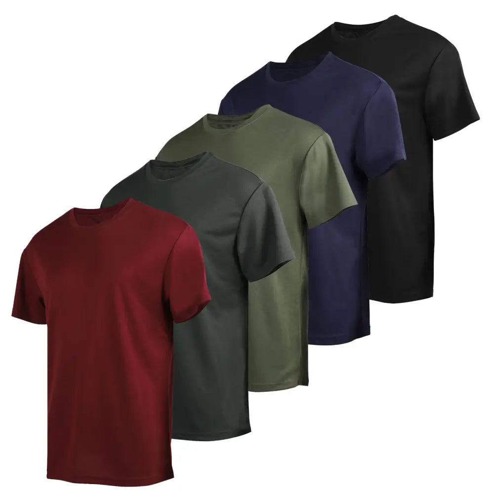 5 Pack Men's Short Sleeve Summer T-Shirts | Mens Tee Shirt | LEEHANTON