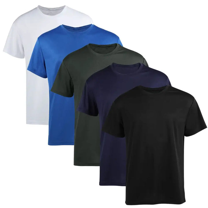 5 Pack Men's Short Sleeve Summer T-Shirts | Mens Tee Shirt | LEEHANTON