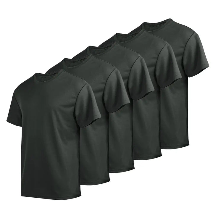5 Pack Grey Men's Short Sleeve Summer T-Shirts 