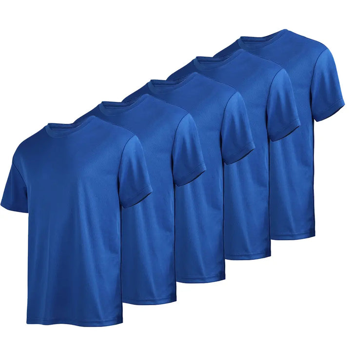 5 Pack Blue Men's Short Sleeve Summer T-Shirts 