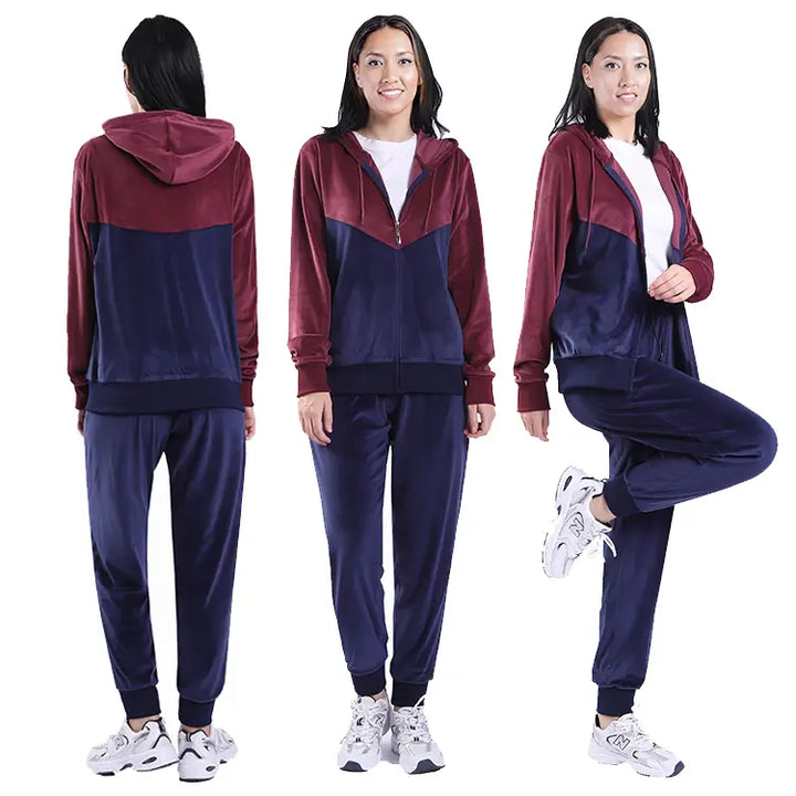DODOING Velvet Track Suits for Women Set Velvet Tracksuit Sweatsuits Hoodie  Jogger Tracksuit Set Sweatshirt & Sweatpants 