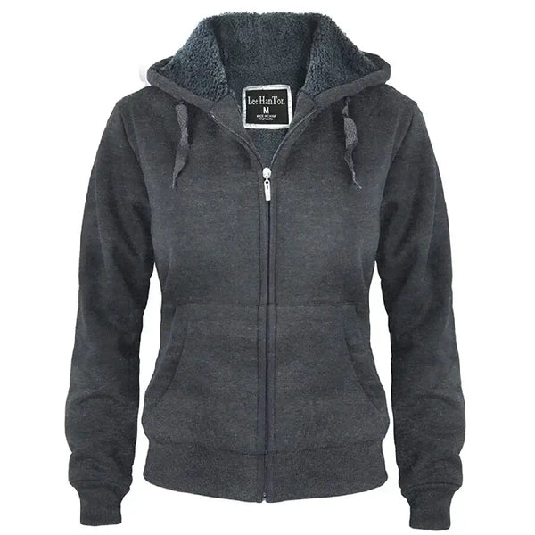 Ladies_Solid_Sherpa_Lined_Hoody_Sweater_DkGrey