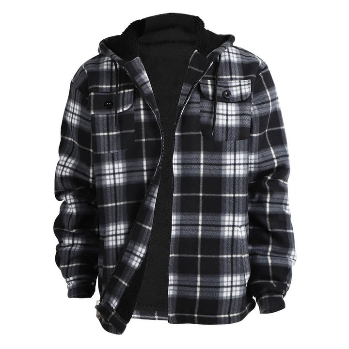 Men's Plaid Jacket, Thick Flannel Jacket with Hood