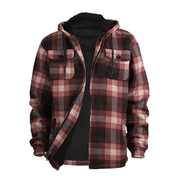 Men's Plaid Jacket | Thick Flannel Jacket with Hood | LEEHANTON