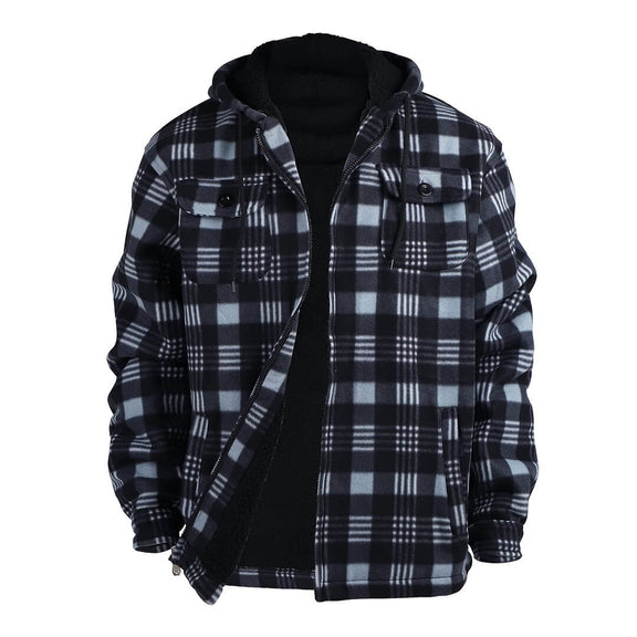 Men's Plaid Jacket | Thick Flannel Jacket with Hood | LEEHANTON