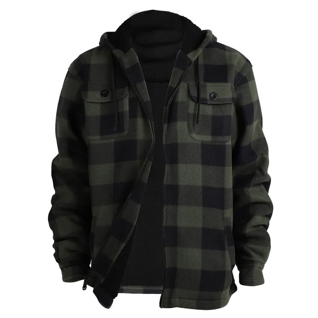 Men's Plaid Jacket | Thick Flannel Jacket with Hood | LEEHANTON