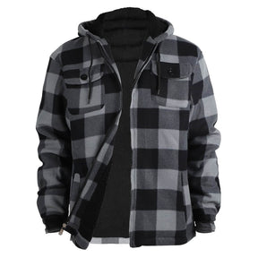 Men's Plaid Jacket | Thick Flannel Jacket with Hood | LEEHANTON