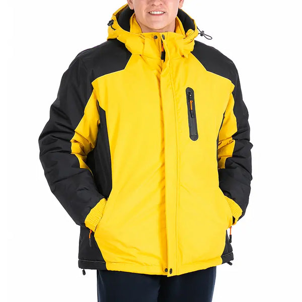 LEEy-world Jean Jacket For Men Men's Tactical Jacket Winter Snow Ski Jacket  Water Resistant Softshell Lined Winter Coats Multi-Pockets Yellow,3XL