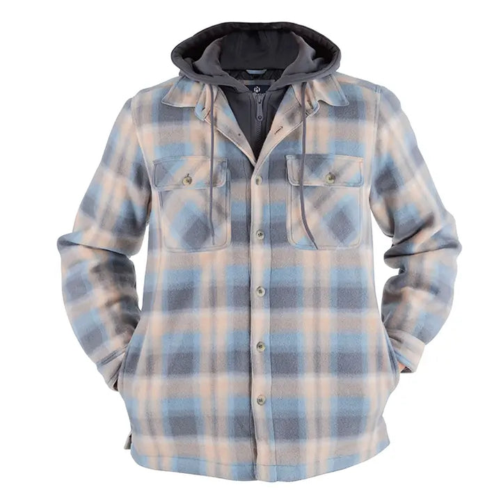 Men's Plaid Shirt Jacket Hooded 