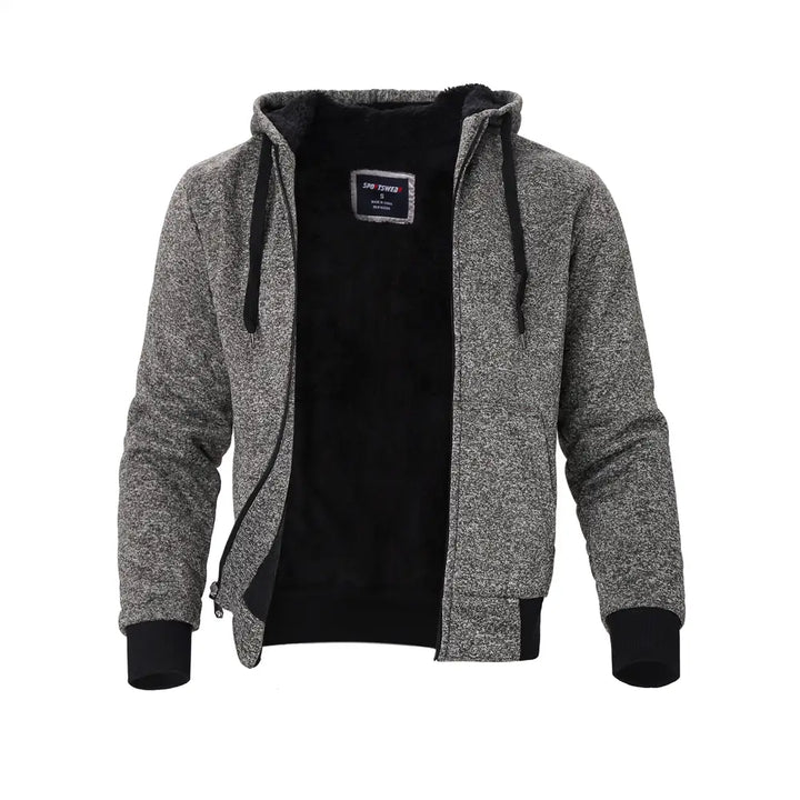 Grey Men's Sherpa Hooded Sweatshirt