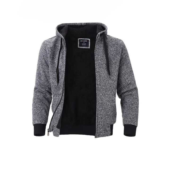 Men's Sherpa Hooded Sweatshirt Men's Zip Up Hoodie LEEHANTON