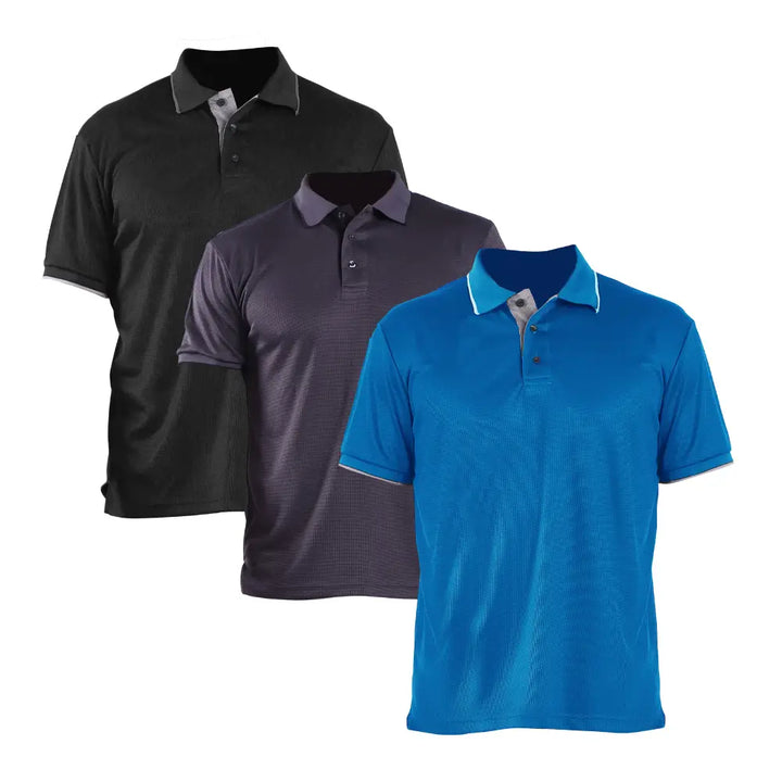 3 Pack Men's Waffle Series Polo Shirt
