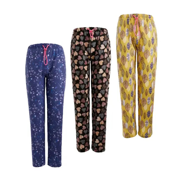 Women's Fleece Pajama Pants With Elastic Waistband