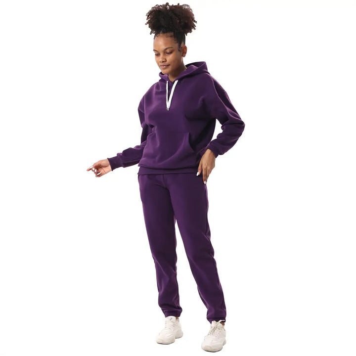 Purple  Women's Sweatshirt Set 
