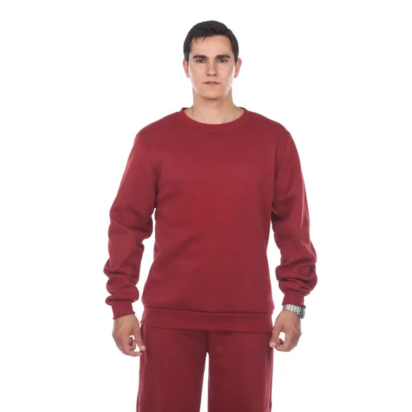Men's Fleece Crew Neck Pullover Sweatshirts Burgundy