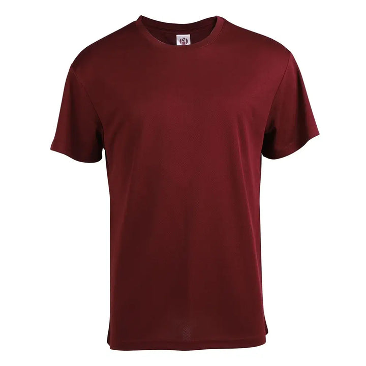 Men's Performance T-Shirts With Polyester Jacquard Mesh Wine