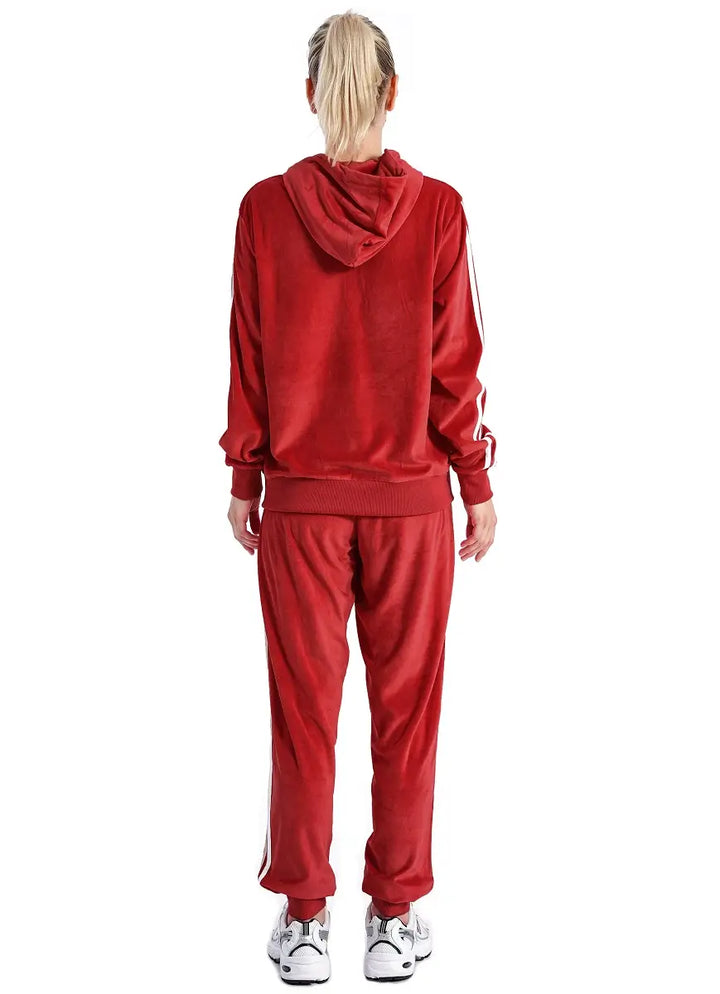 Red velvet tracksuit sales