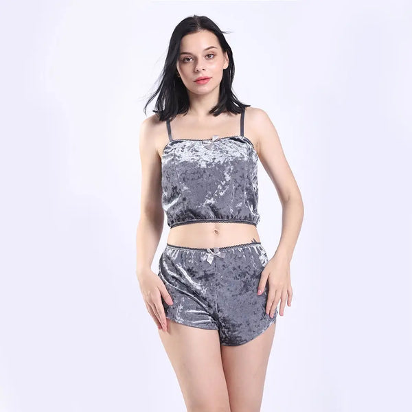 Ladies_Velour_Spaghetti_Strap_Op_And_Short_Set_Charcoal