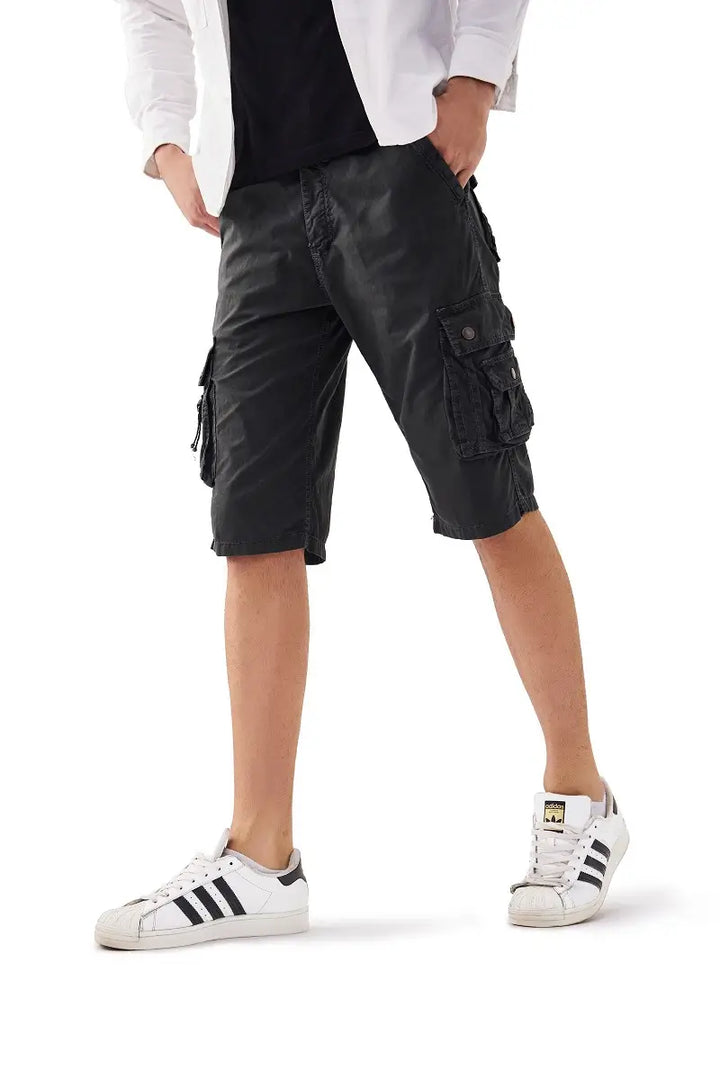 Mens-Elastic-Waist-Cargo-Shorts-Front