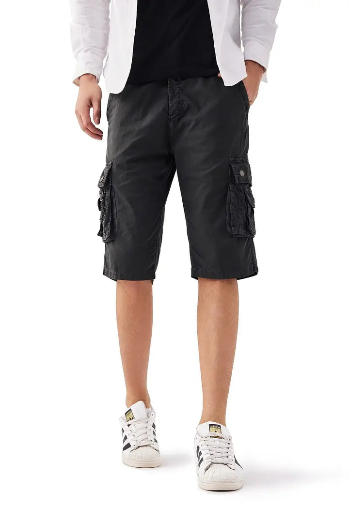 Mens-Elastic-Waist-Cargo-Shorts