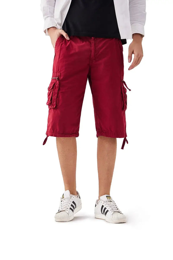 mens red cargo shorts