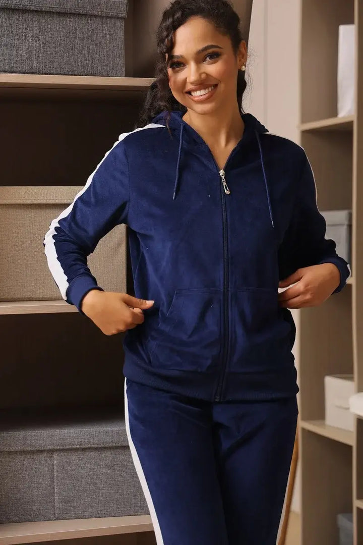 LeeHanTon Womens Jogging Suits Sets Running Velour Outfit Zipper Warm Up 2  Pieces Hoodie and Pant Tracksuit, Navy-velour Set, Small : :  Clothing, Shoes & Accessories