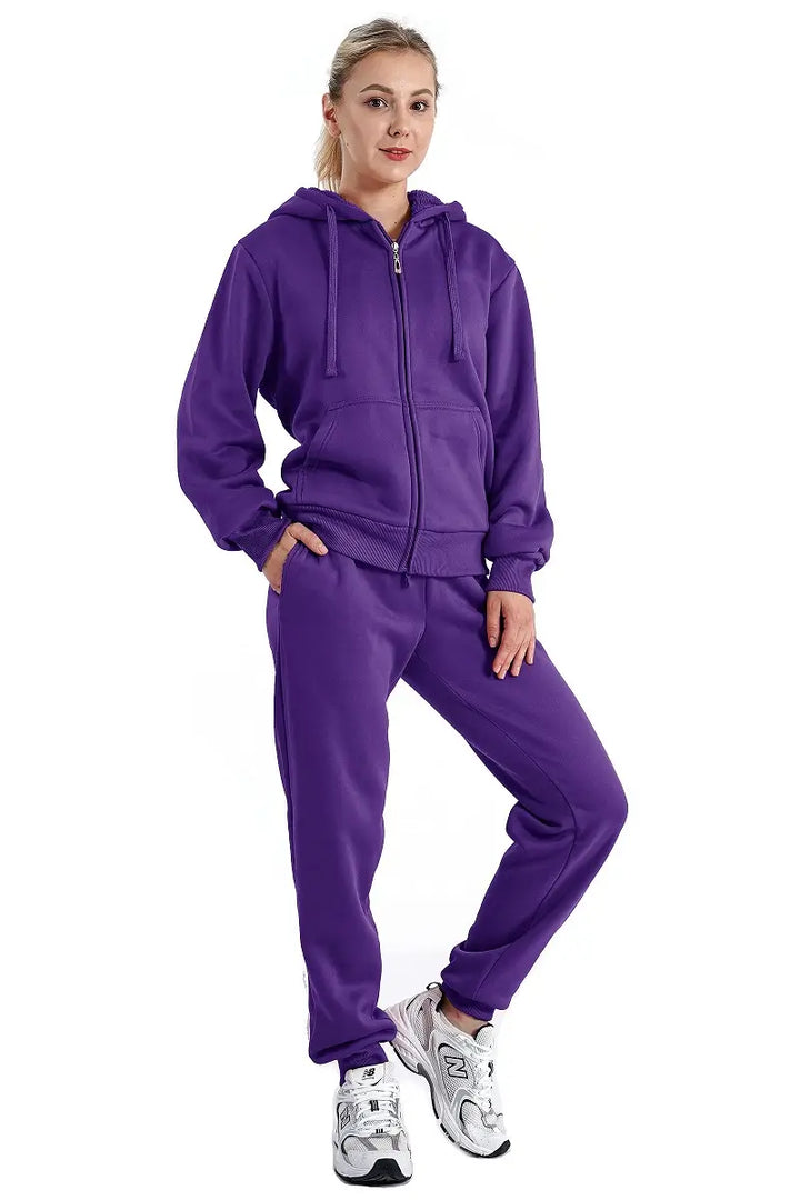 Women's Sweat Suits Plus Size | Jogger Suits Sets | LEEHANTON Purple / 2XL